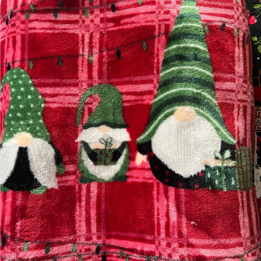 Festive Red and Green Gnome Blanket